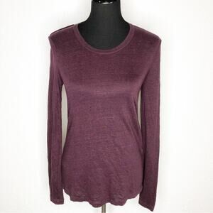 A.L.C. maroon linen cutout back long sleeve top size Extra Small